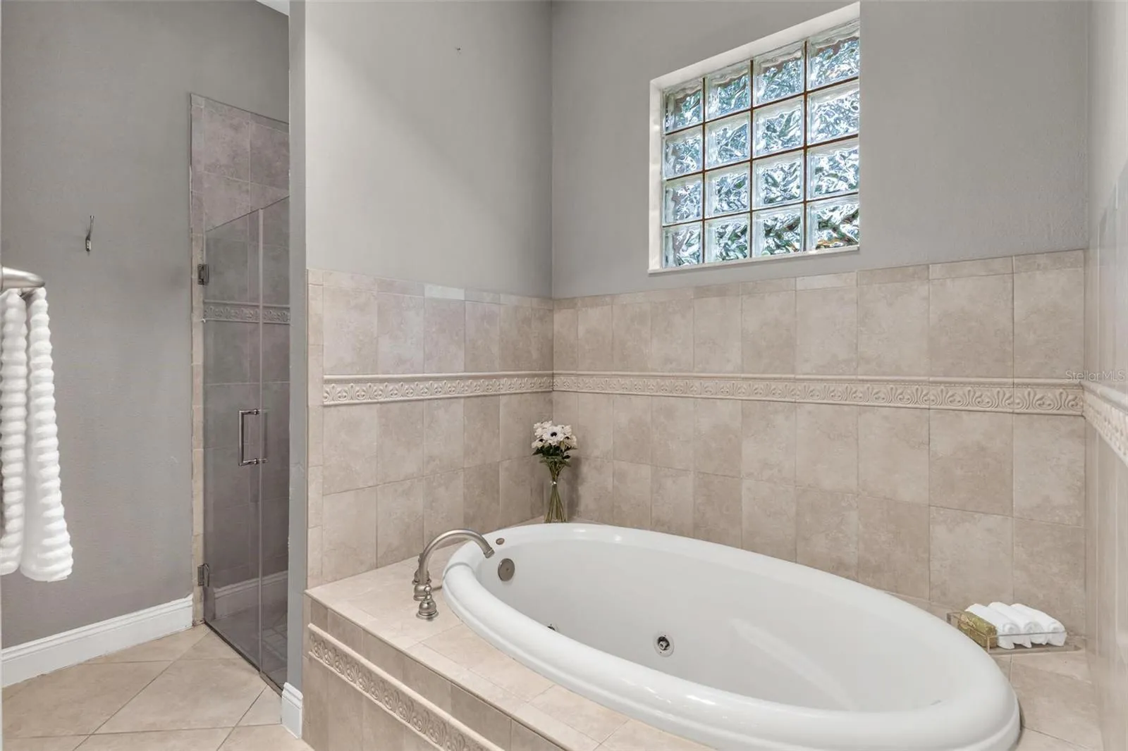 Walk-In Shower and Soaking Tub for relaxing...