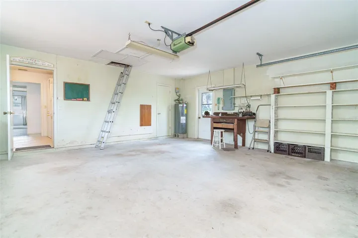 Workbench & shelving in garage