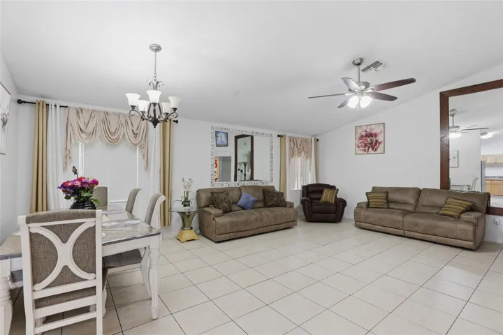Entertaining area with elevated ceilings