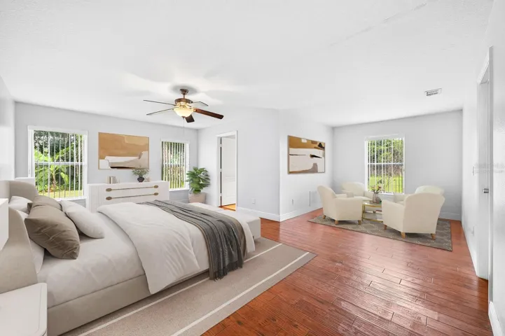 Oversized primary suite features an sitting area, flex space, office or nursery. Virtually Staged.