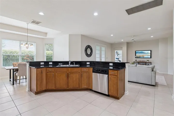 View of the Great Room & Dining Room from the Kitchen