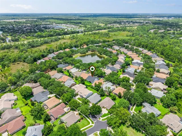 Aerial view of the home's location & surrounding neighborhood area