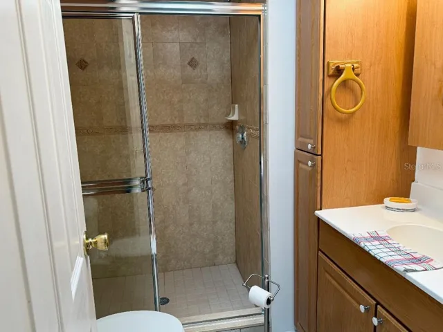 With shower