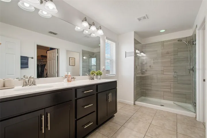 Double Sinks with Walk In Shower