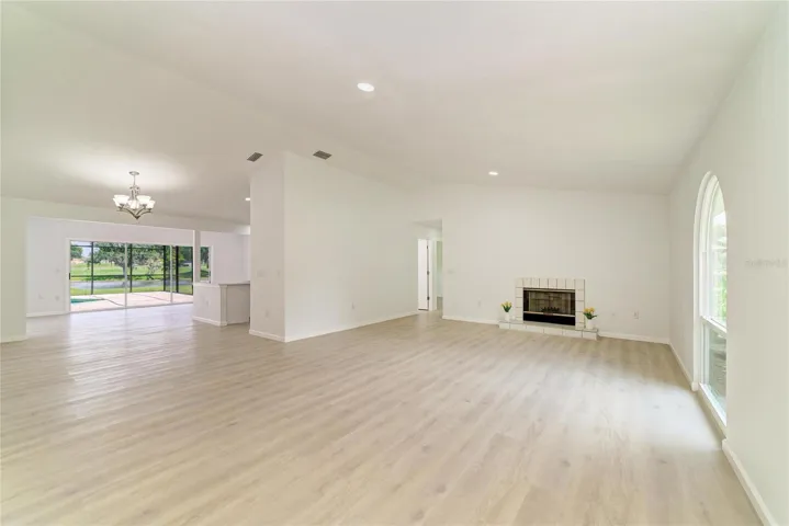 Living Room with wood burning fireplace