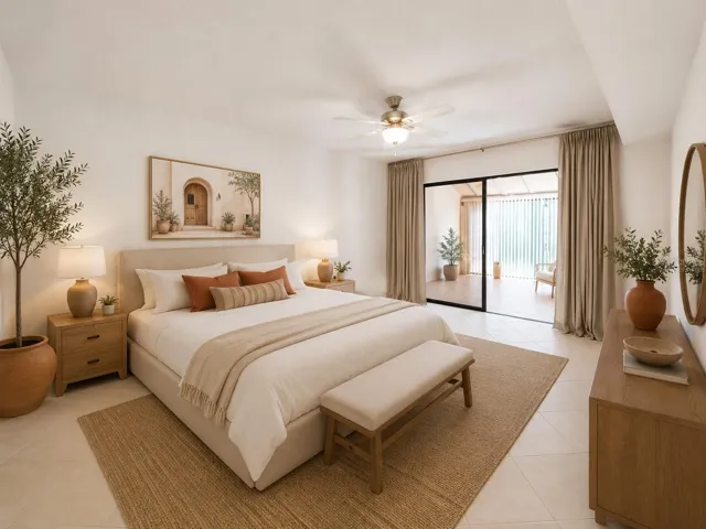 Virtually staged, 1st floor primary bedroom