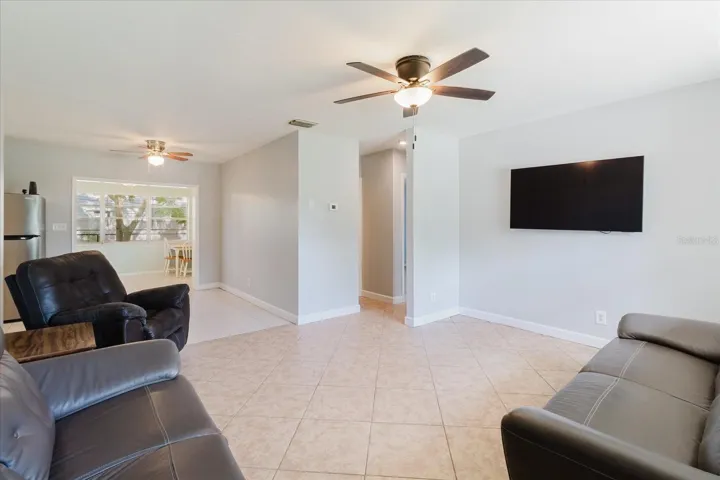 View from the front door-- Kitchen on the left, bedrooms on the right