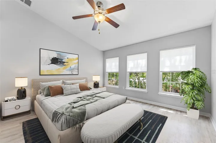 virtually staged primary bedroom