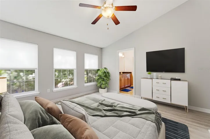 virtually staged primary bedroom