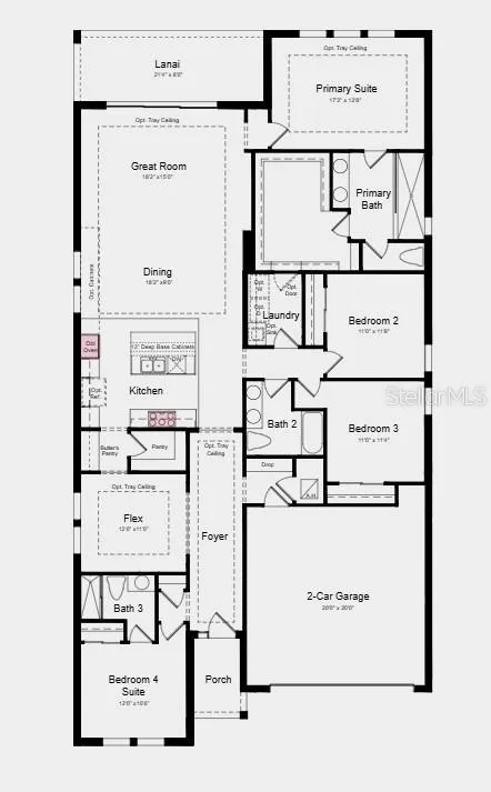 Additional Highlights Include: tray ceiling package, shower in place of tub in bath 2, laundry room sink, and 8' interior doors