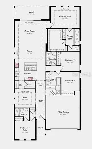 Additional Highlights Include: tray ceiling package, shower in place of tub in bath 2, laundry room sink, and 8' interior doors