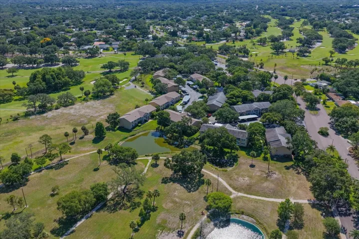 Aerial of passive park space and the adjacent Dunedin Golf Club
