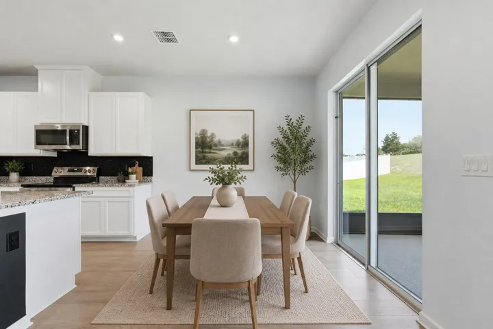 Virtually staged eating space in kitchen