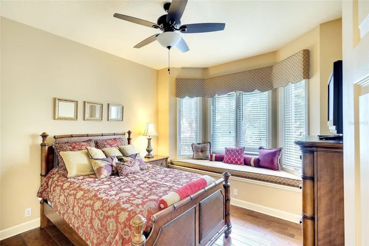 decorative bay window with sitting/reading bench built in