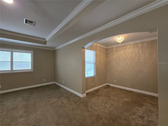 Double door entry to primary suite (24 x 16), tray ceiling, plantation shutters, flex space and ensuite bath.