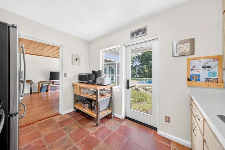 Kitchen with door to the backyard