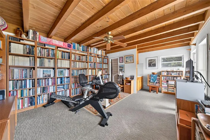 Florida room with pine paneled ceiling