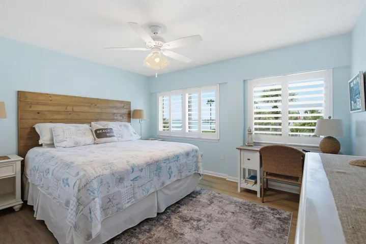 Primary bedroom with waterviews