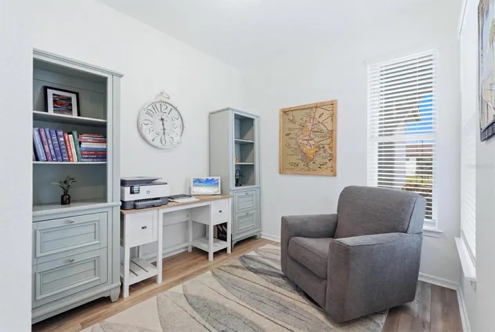 This flex/ office space is front of the house and provides views of the front porch and street