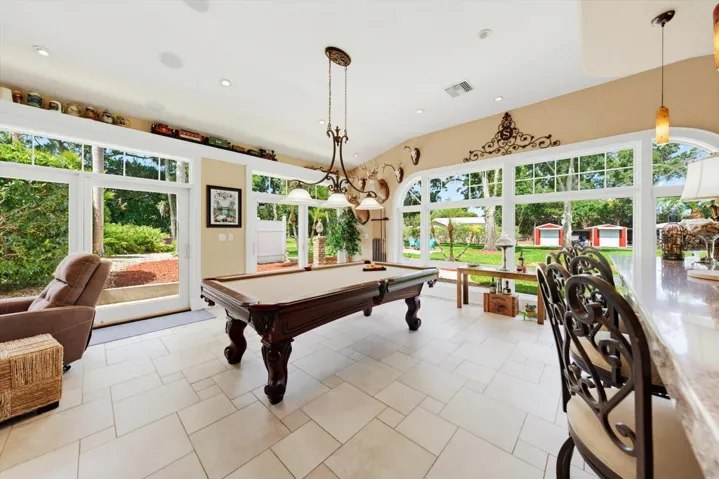 Recreation room overlooking the estate