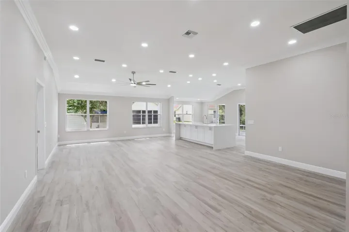 Living Room and Kitchen with Inset LED Lighting