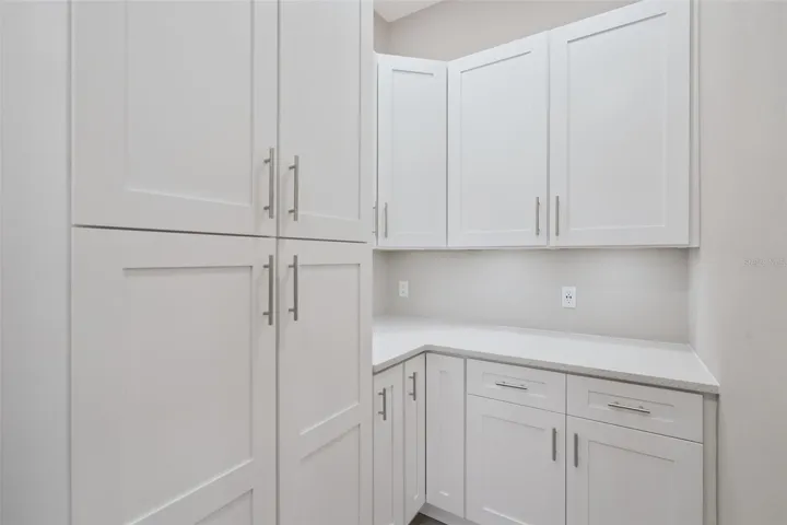 Butler's Pantry with Custom Pantry cabinets, Quartz Countertops and senor under cabinet lighting