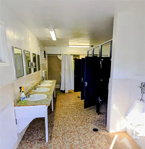 Men's. women's, handicap bathrooms