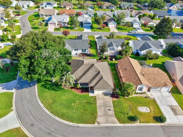 Aerial Front Elevation with Large Corner Lot and ROOM FOR A POOL!