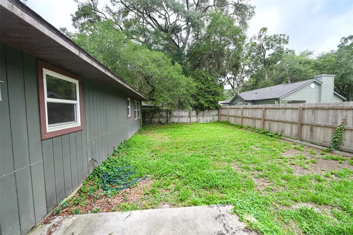 fully fenced backyard