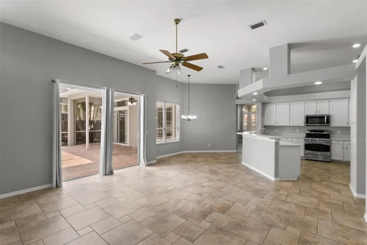 eat-in kitchen and family room