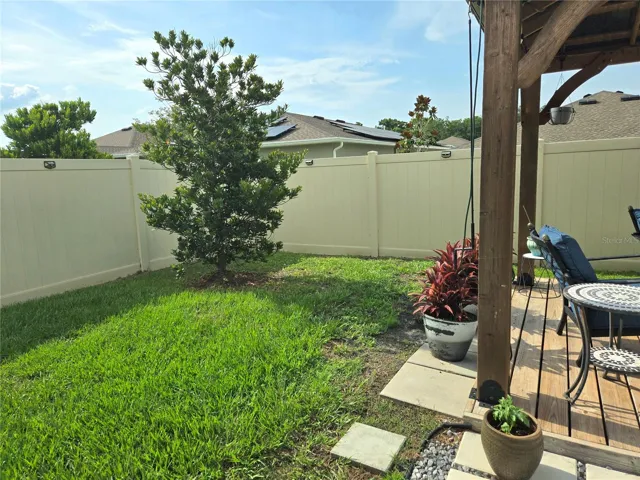 Several trees in patio