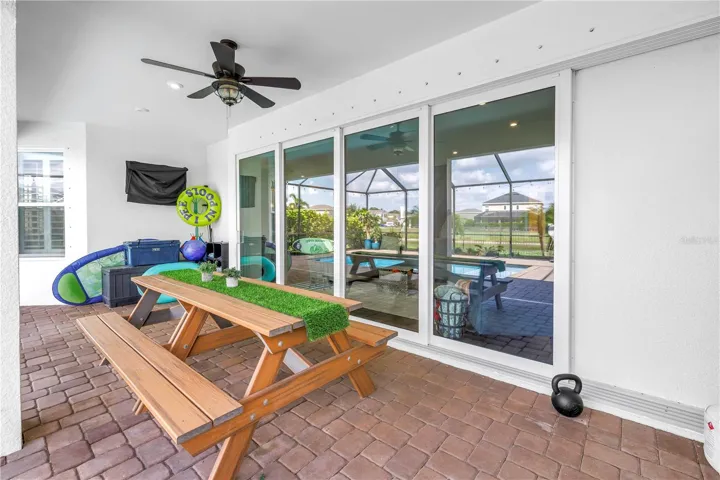 Covered pool patio.