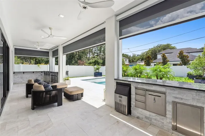 Covered Lanai with remote screens
