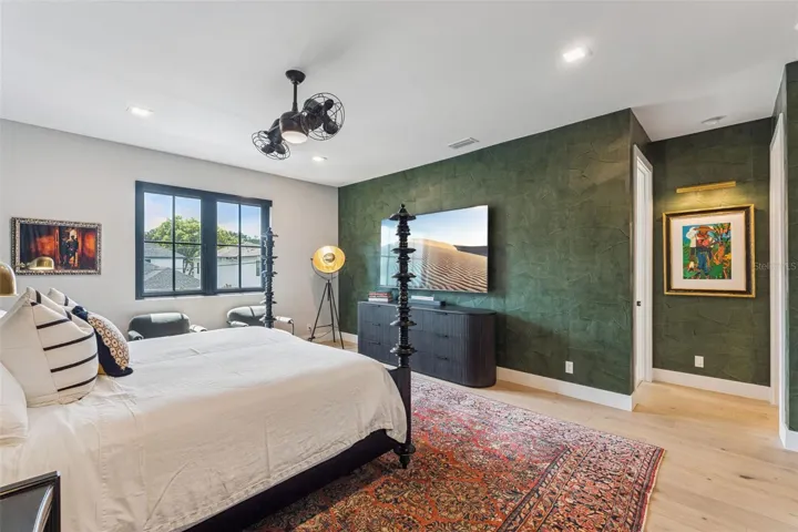Primary Suite with custom wallpaper