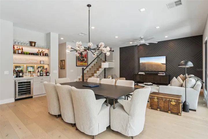 Dining and family room combo