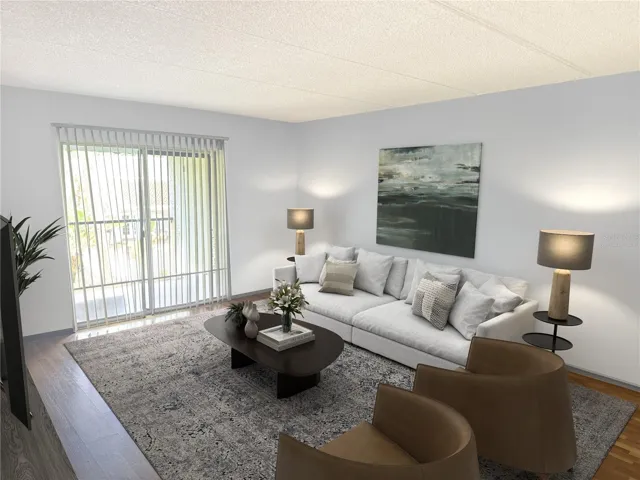 Virtually staged living room