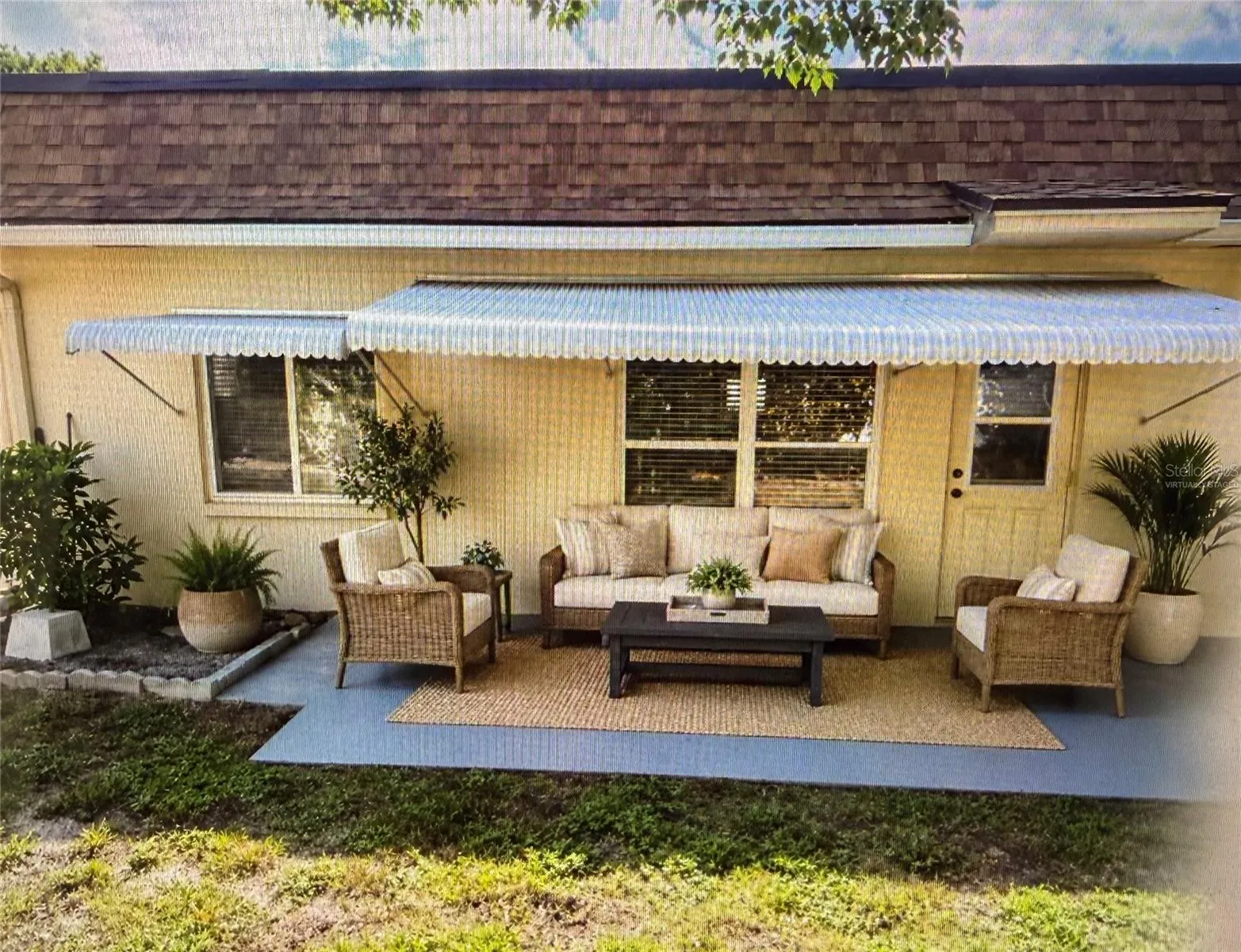 Virtually Staged patio newly painted.