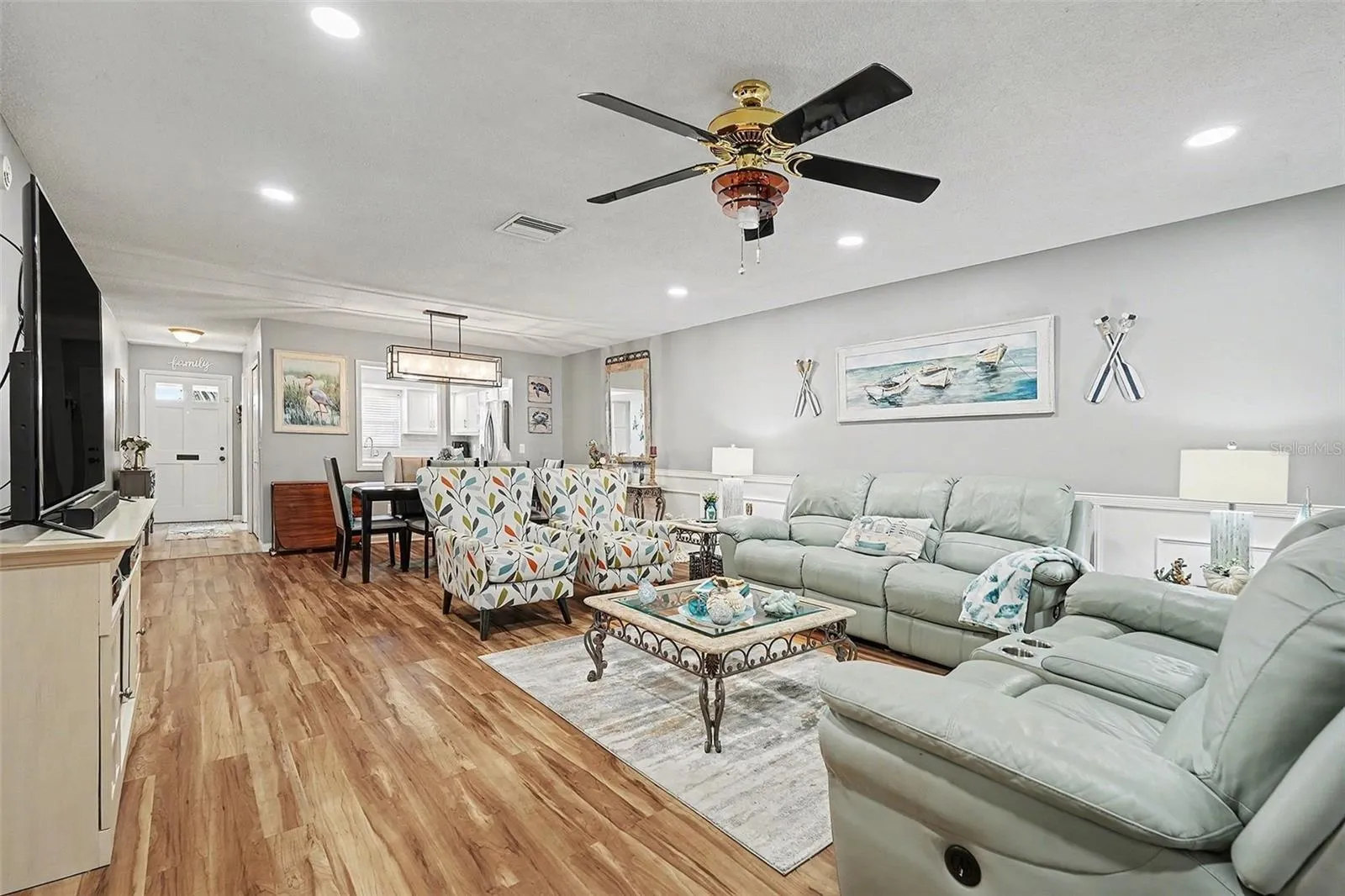 Looking from front door into the dining and living rooms.