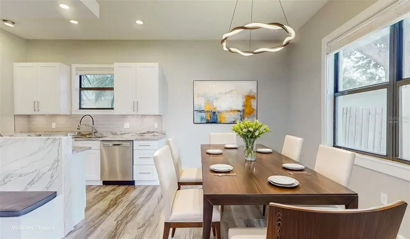 Virtually staged dining area