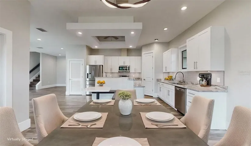 Virtually staged dining area