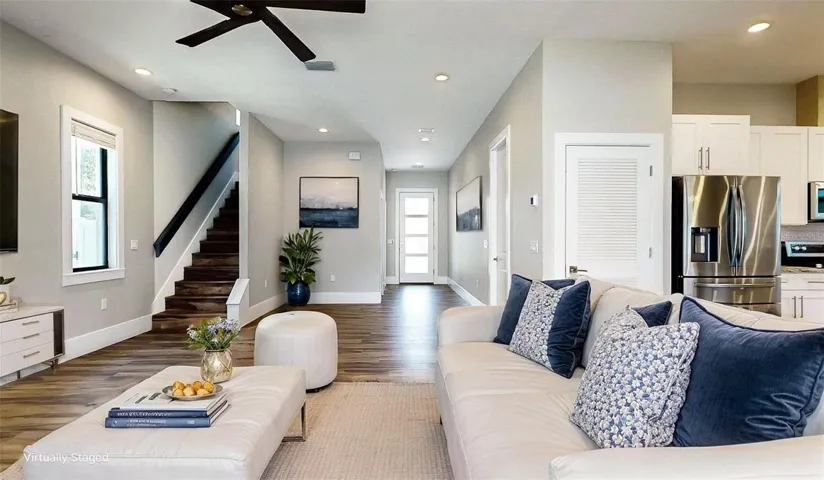 Virtually staged family room