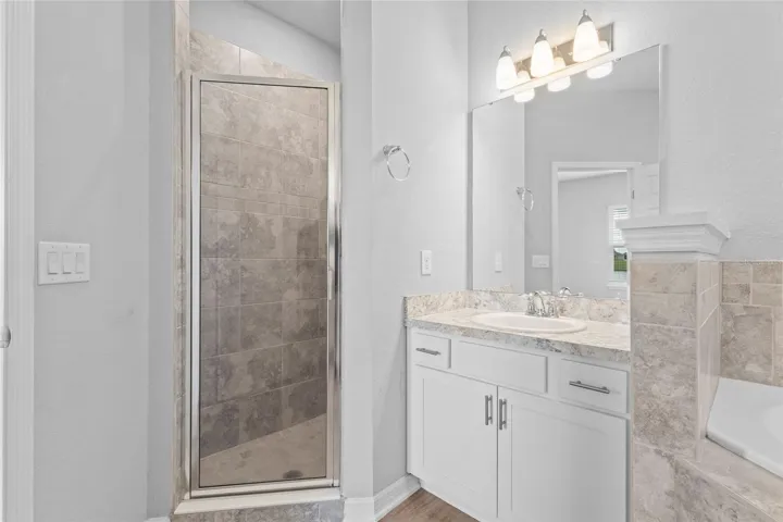 shower and separate tub