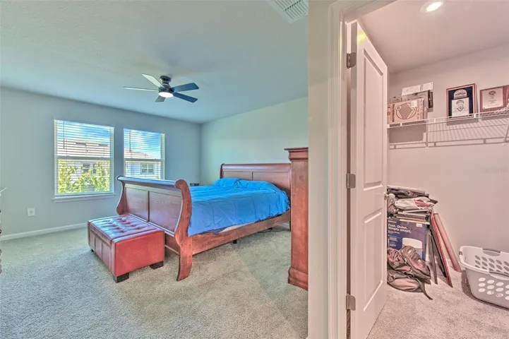 Owner's Suite with Ceiling Fan and Water View