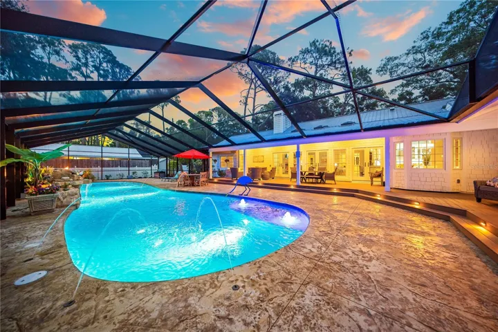 Back lanai and pool area - twilight