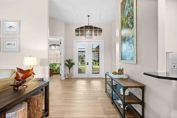 View of the double door foyer from the living room