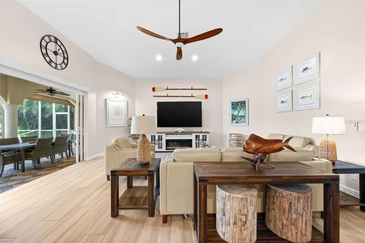 Living room just steps from the lanai and pool