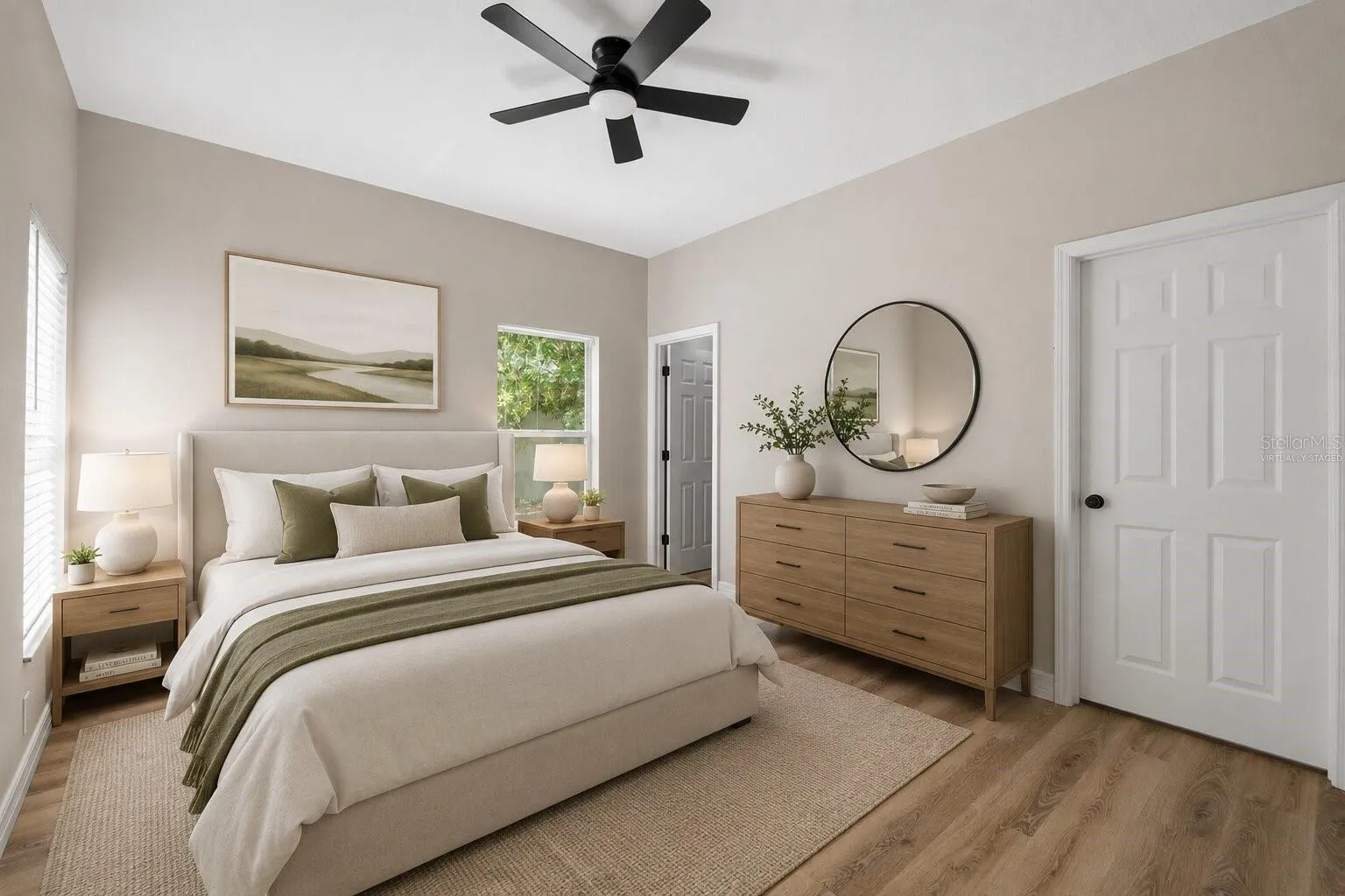 virtually staged primary bedroom