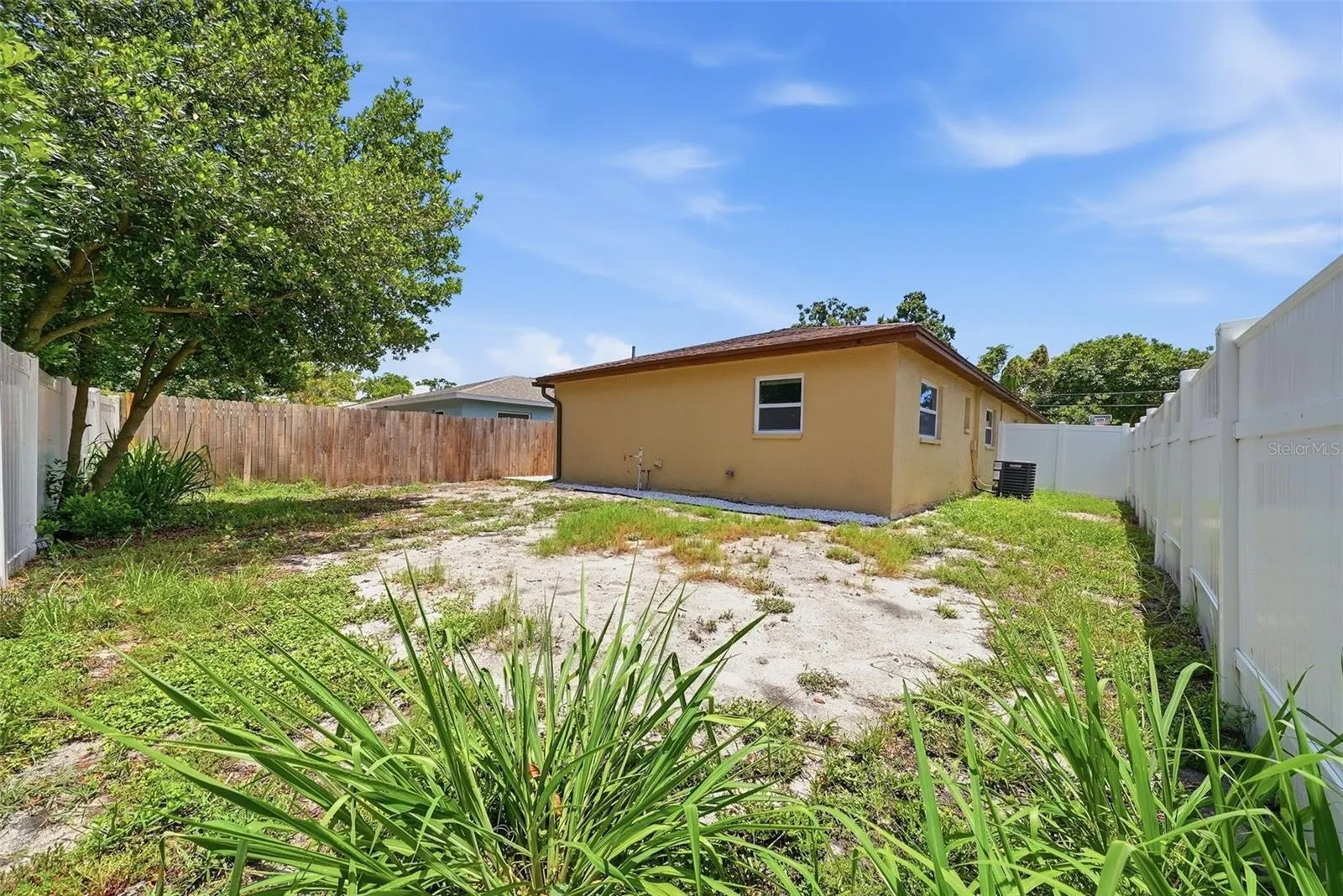 Fenced backyard