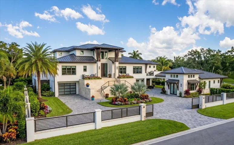 Front Elevation of the grand home designed specifically for this lot by CMSA Architects, based in Sarasota.
