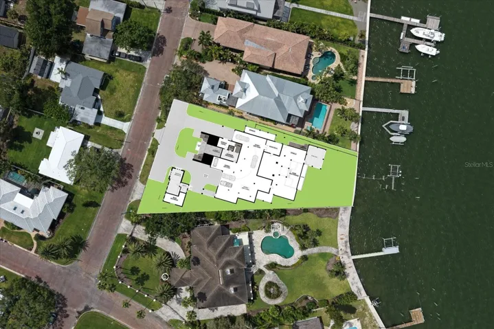 Example of a grand floor plan designed specifically for this lot by CMSA Architects, based in Sarasota